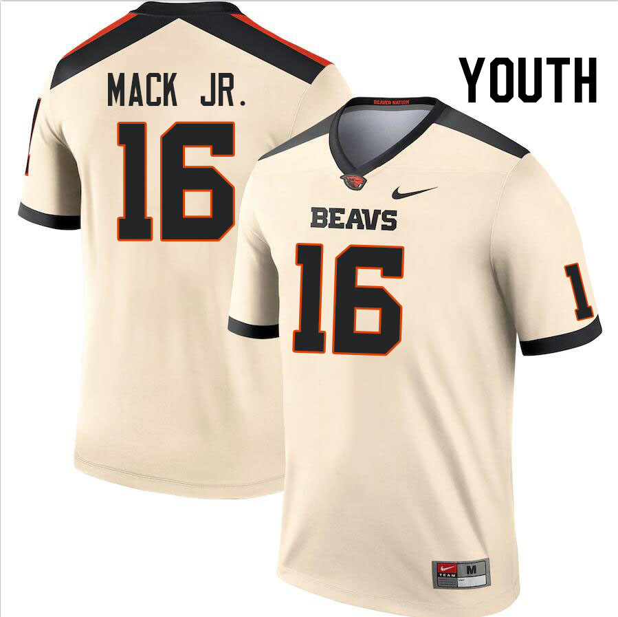 Youth #16 Carlos Mack Jr. Oregon State Beavers College Football Jerseys Stitched Sale-Cream - Click Image to Close